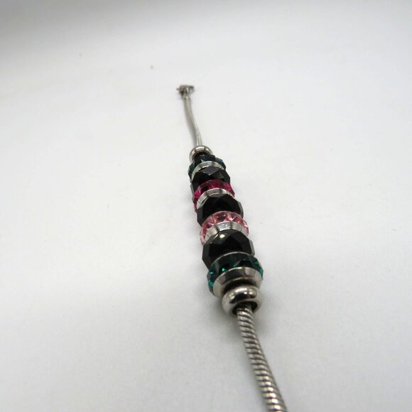 Brosway Bracelet Silver Tone Faceted Multi Color Beads Black Pink Green - Picture 13 of 16